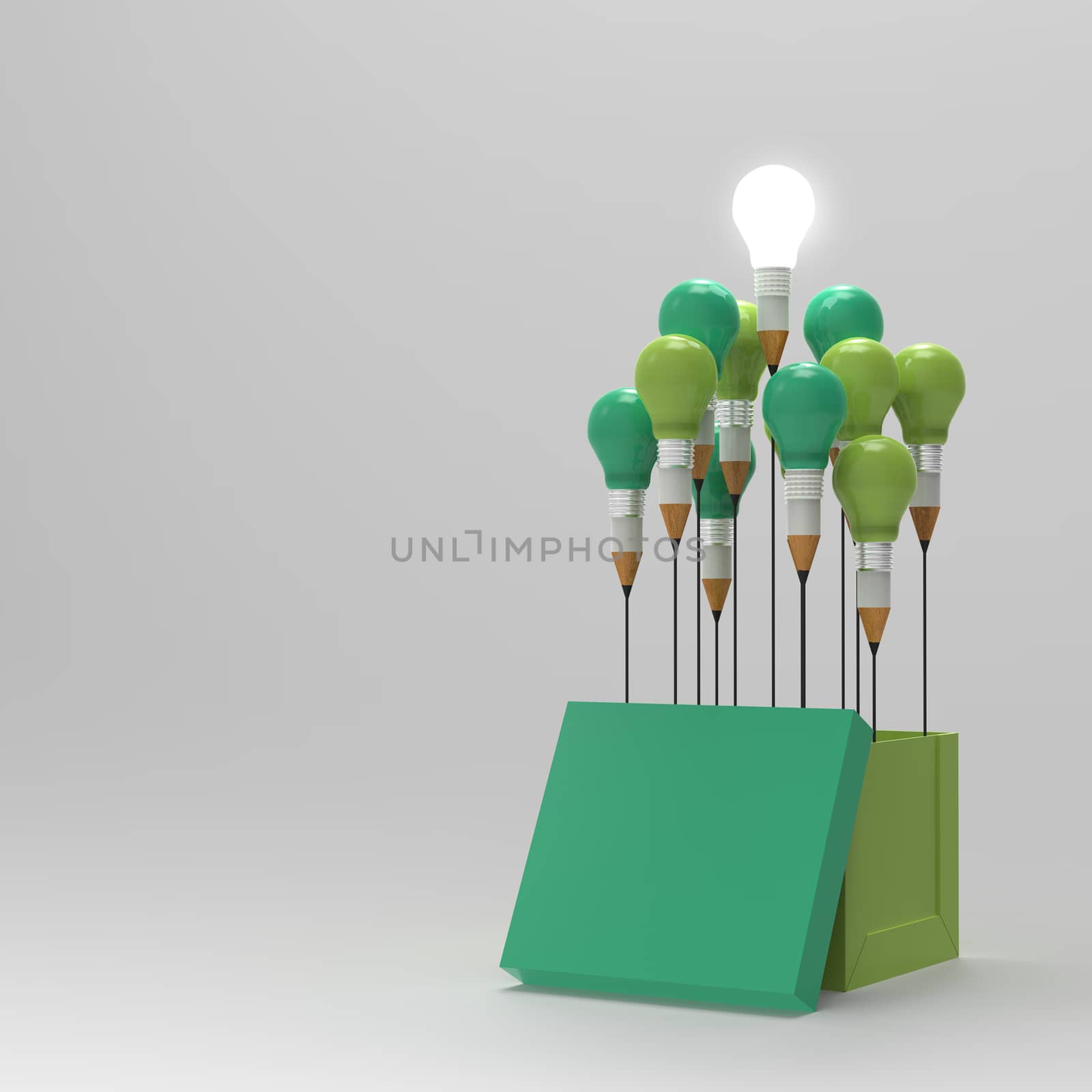 drawing idea pencil and light bulb concept outside the box as creative and leadership concept

