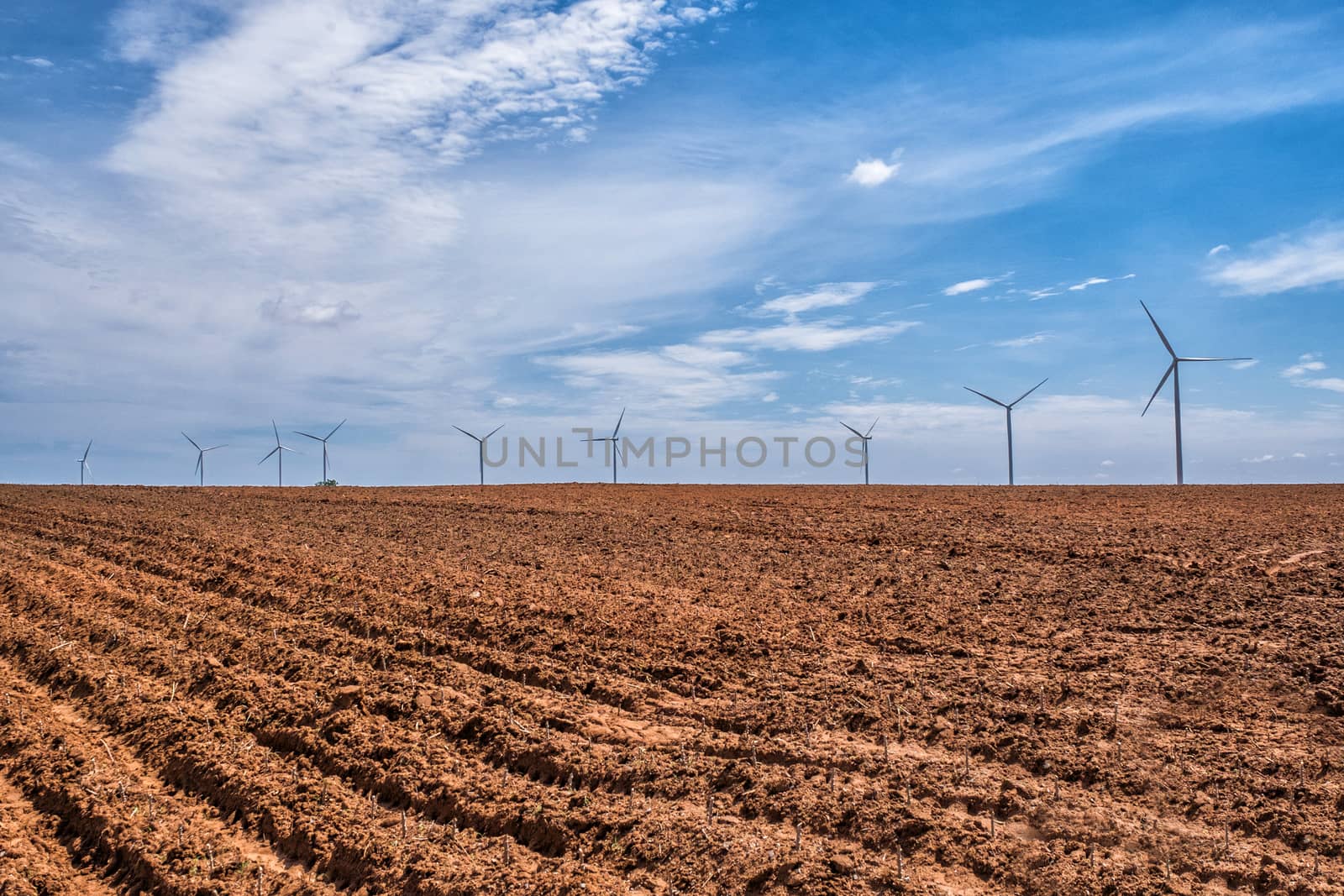 Wind turbine power at daylight  by Surasak