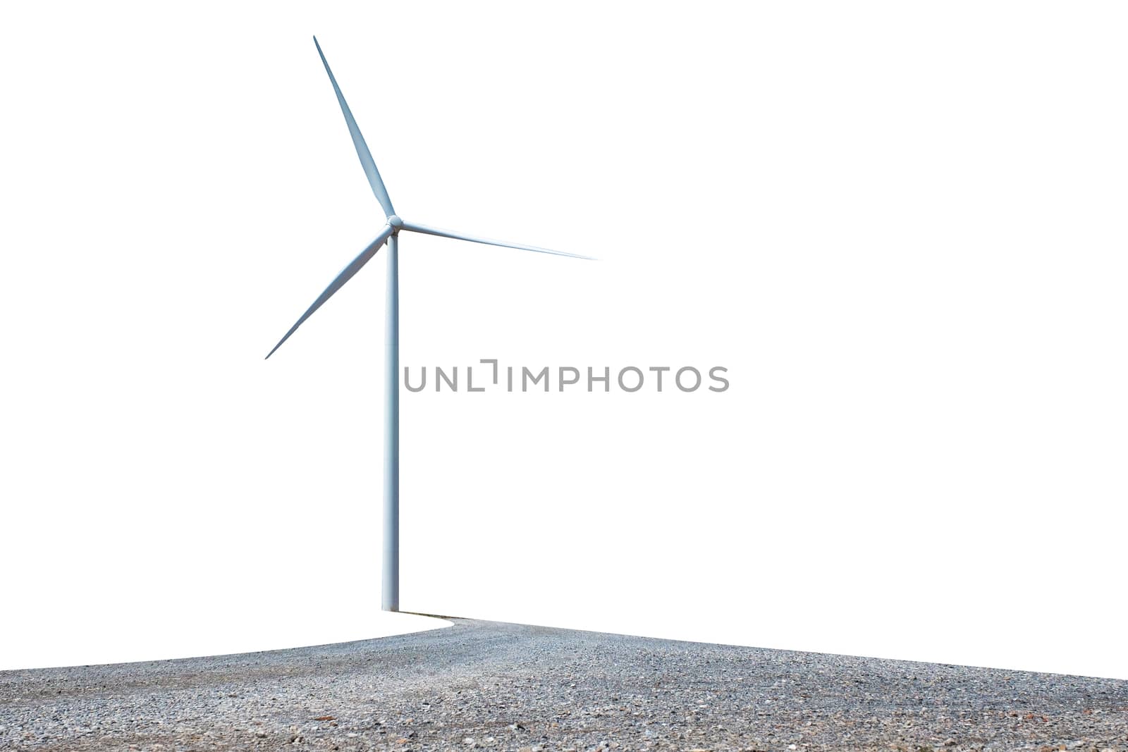 
Wind turbine power on white background