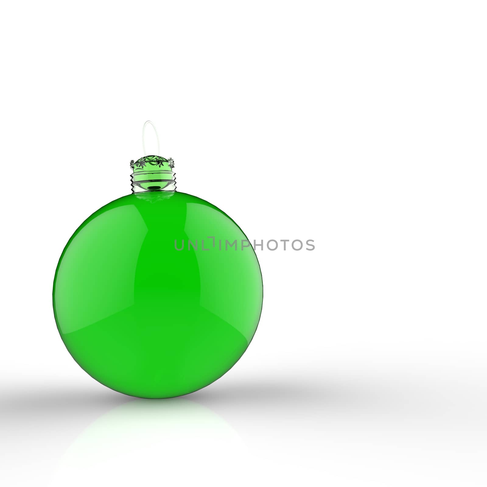 Empty 3d Christmas ornament on white background