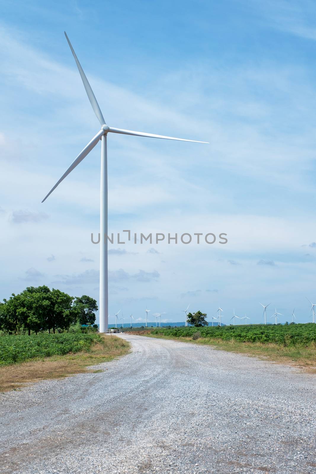 Wind turbine power at daylight  by Surasak