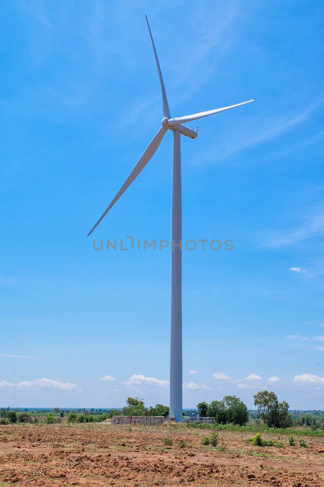 Wind turbine power at daylight  by Surasak