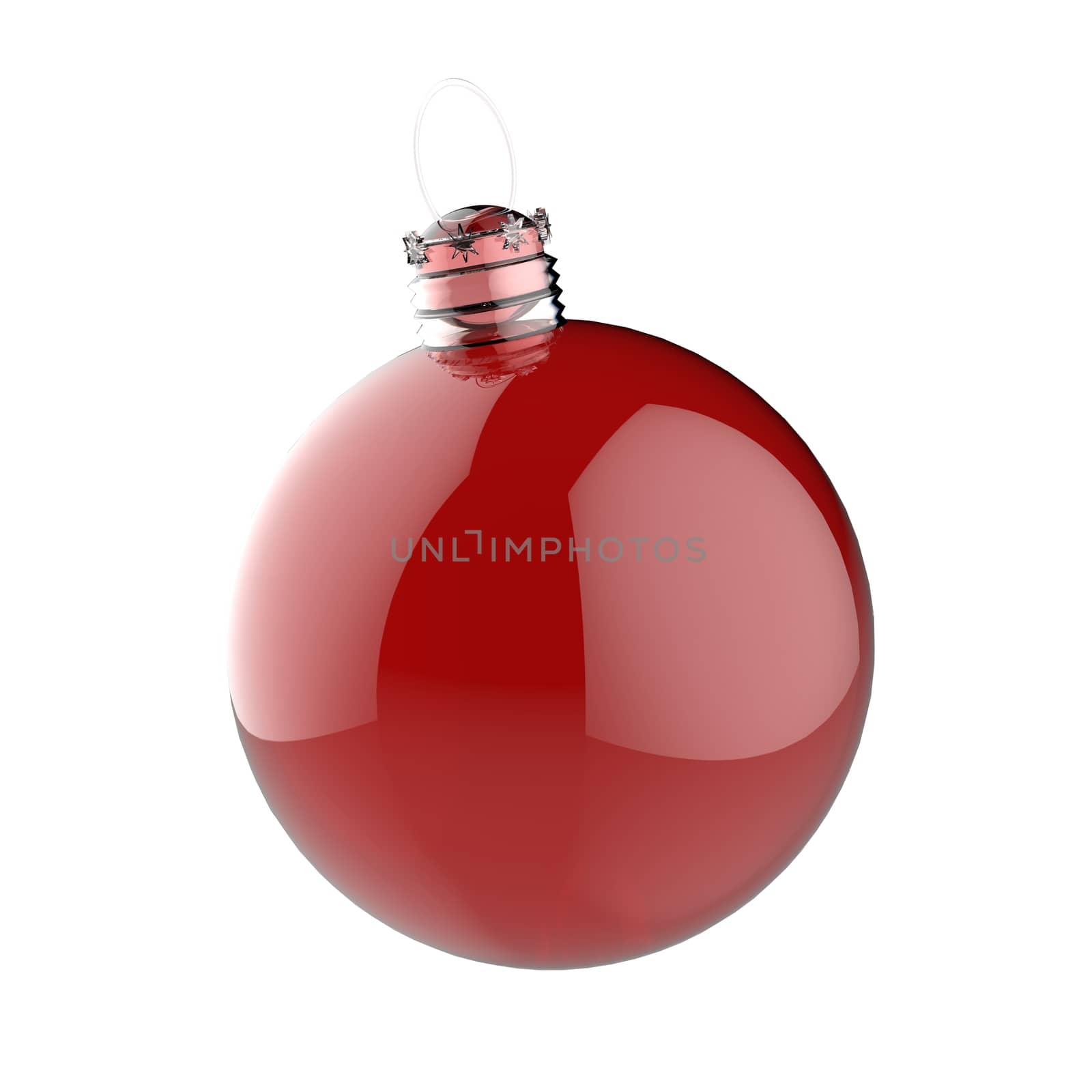 Empty 3d Christmas ornament on white background concept