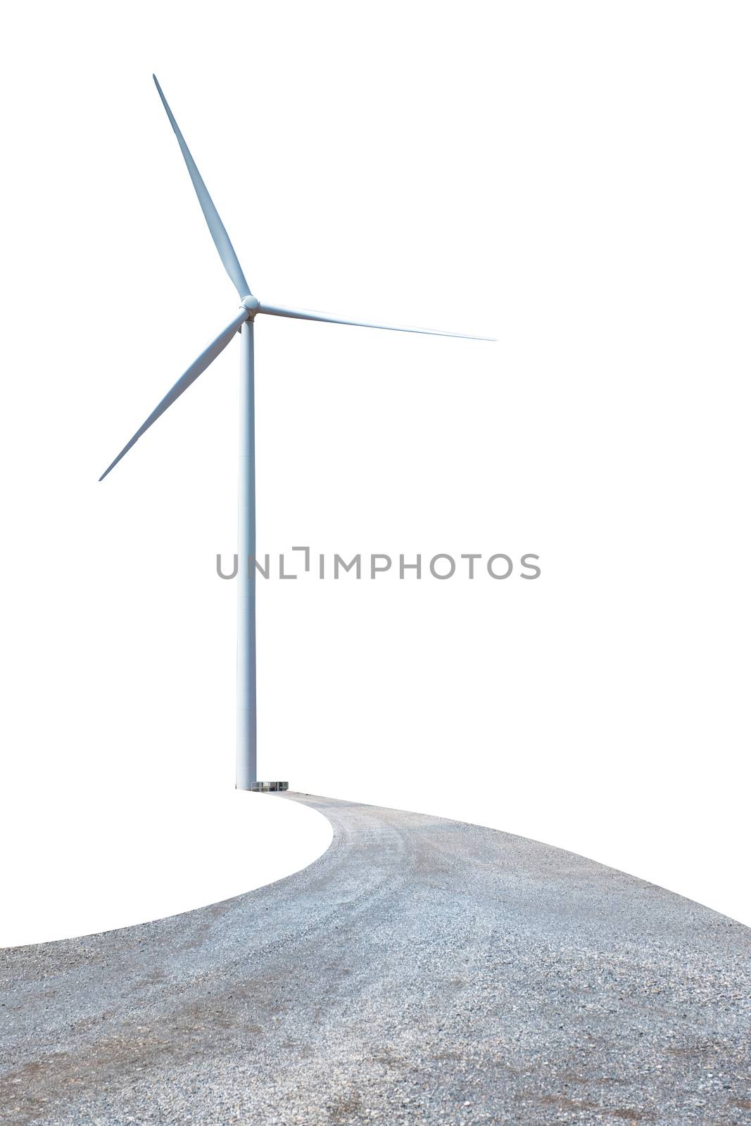 Wind turbine power on white background