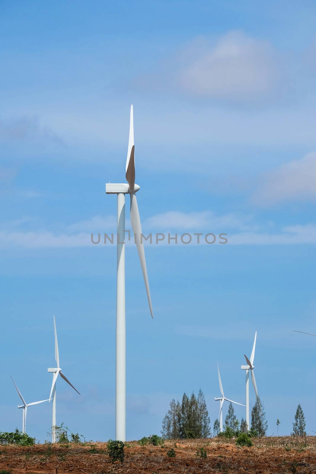 Wind turbine power at daylight  by Surasak