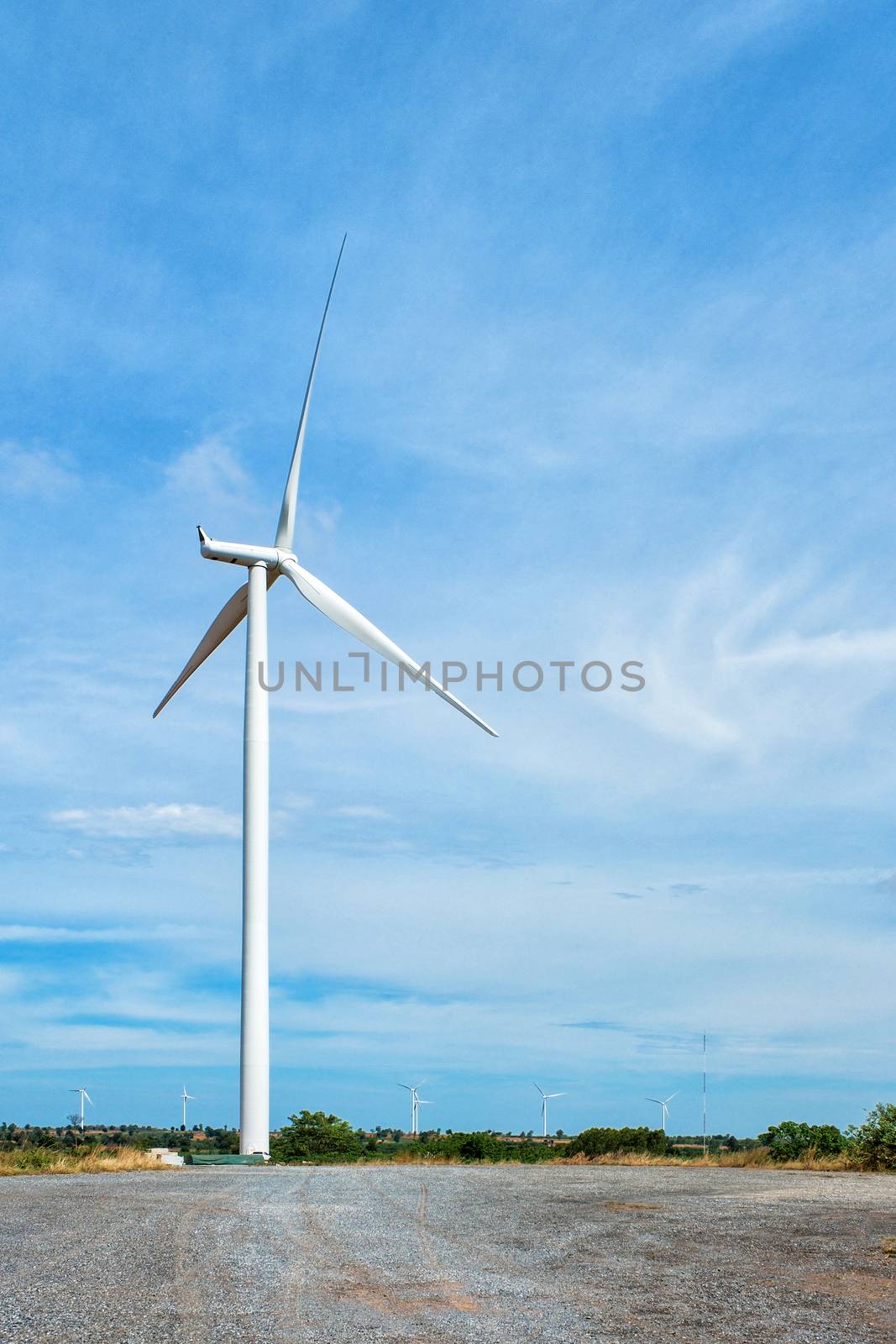 Wind turbine power at daylight  by Surasak