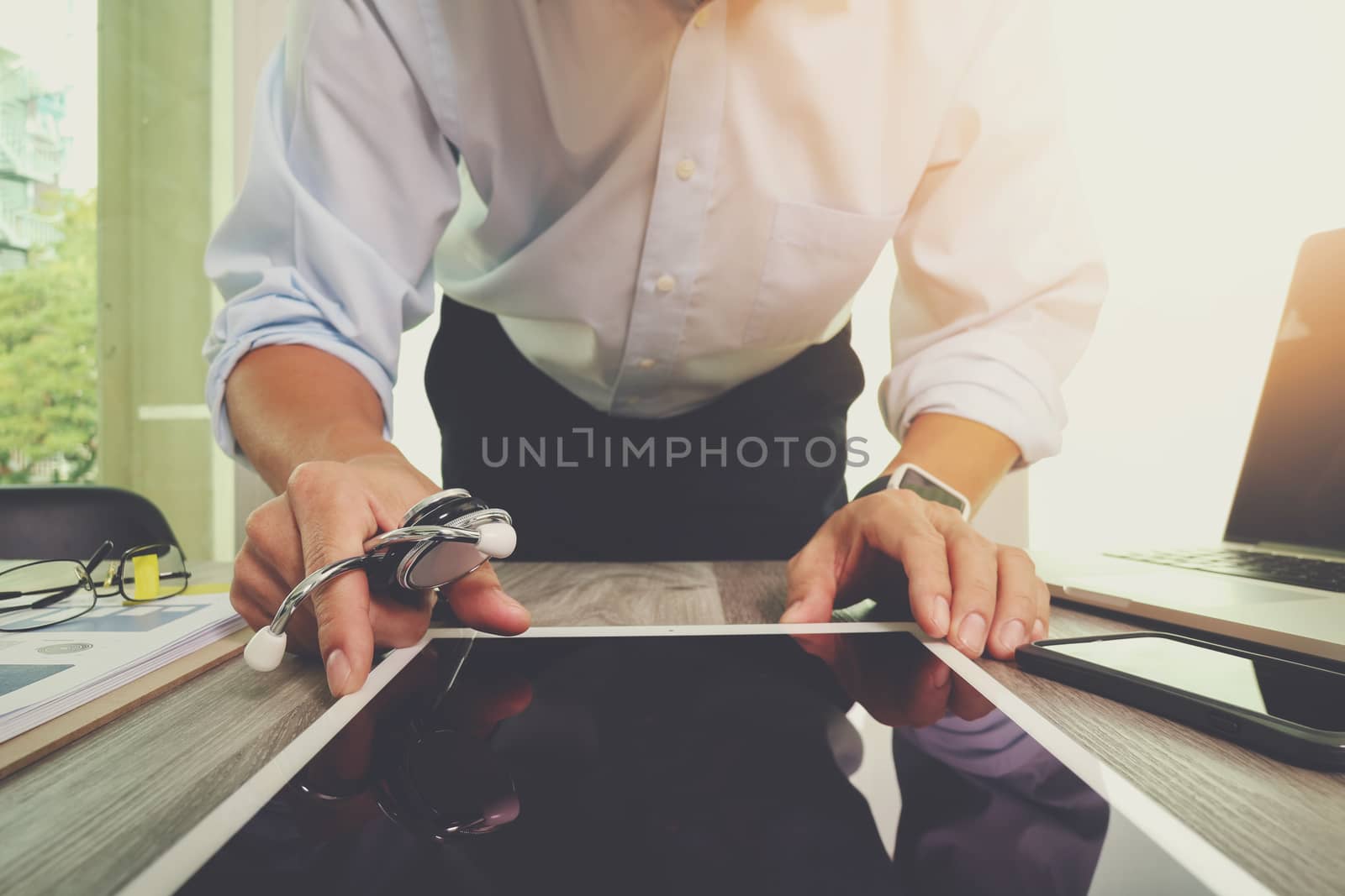 Medicine doctor hand working with modern digital tablet computer by everythingpossible