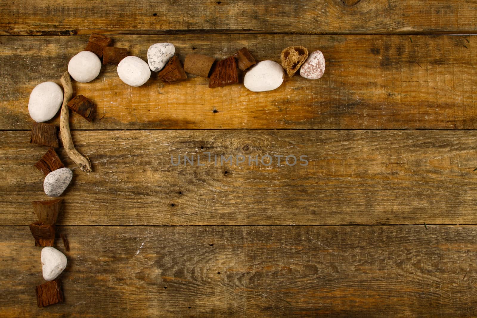 Christmas background with wooden background, pin, christmas balls, flat Design