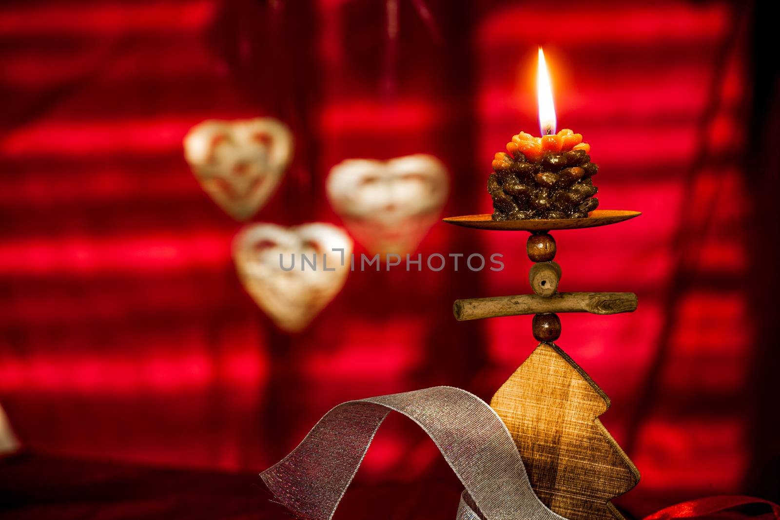 Christmas Background Concepts with Lantern, candles and cookies