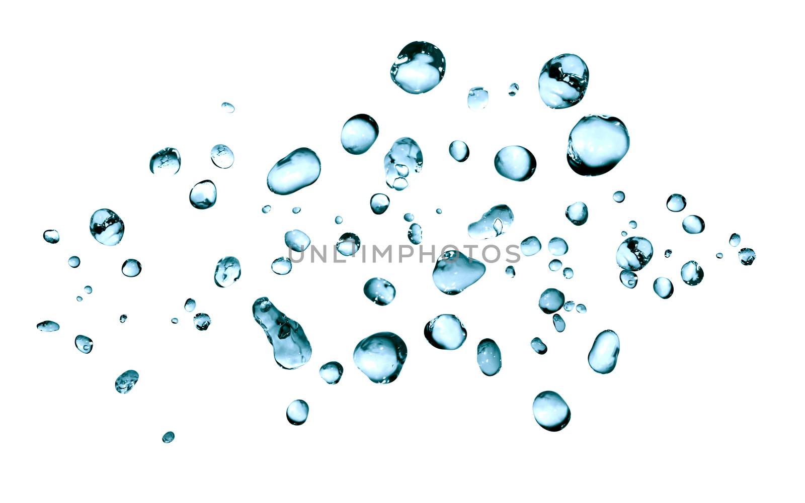 Nice abstract blue water drops on white background