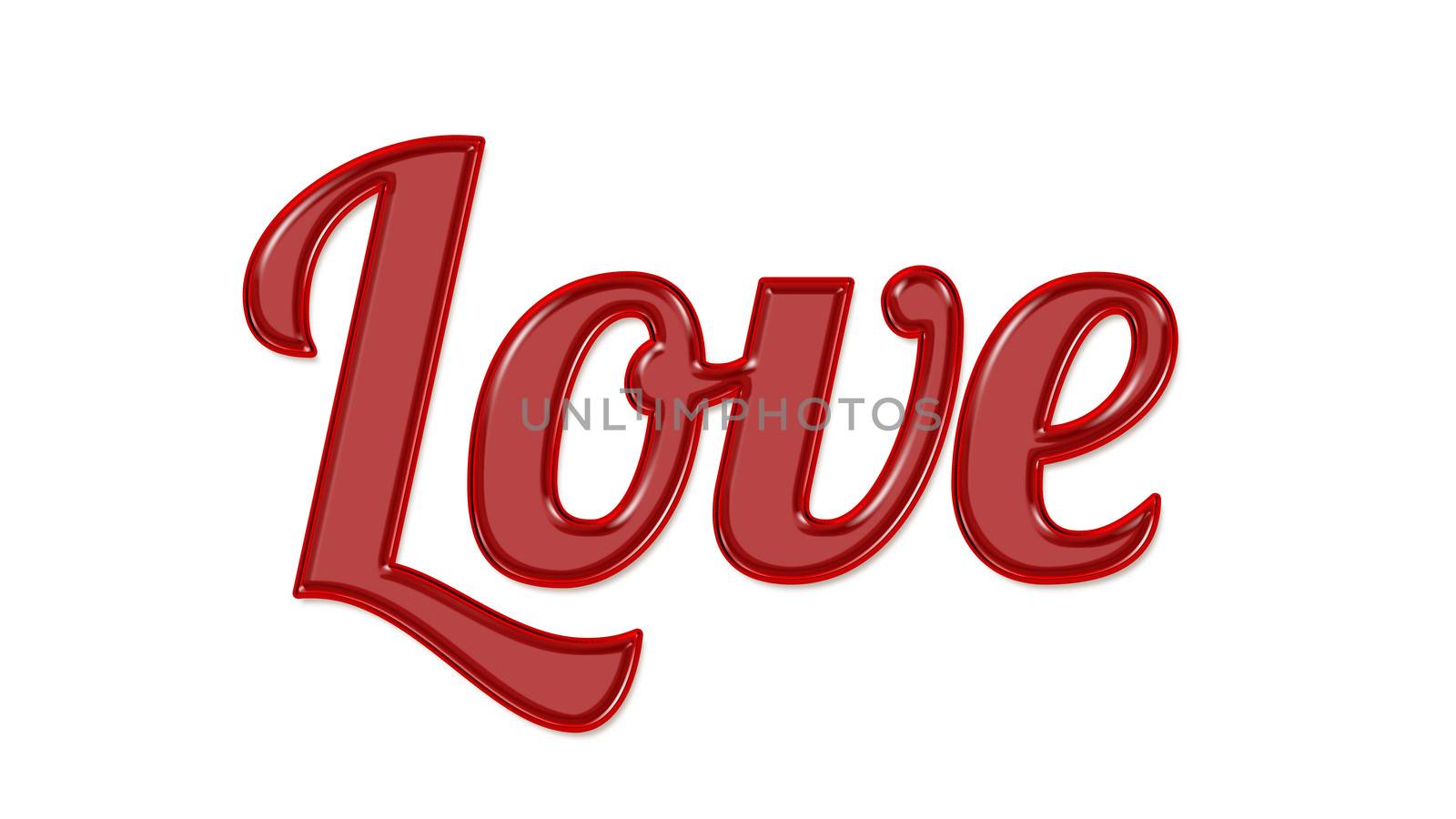 Glossy letter Love on a white background with attractive typographic fonts. by Photochowk