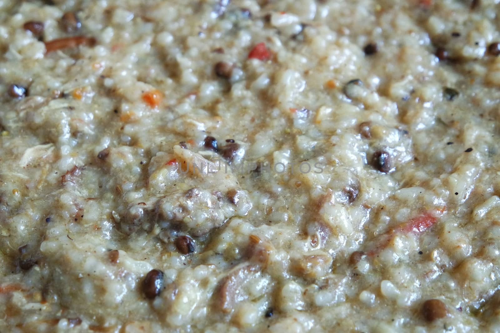 A close up view of Cooked white rice called Kichra by Photochowk