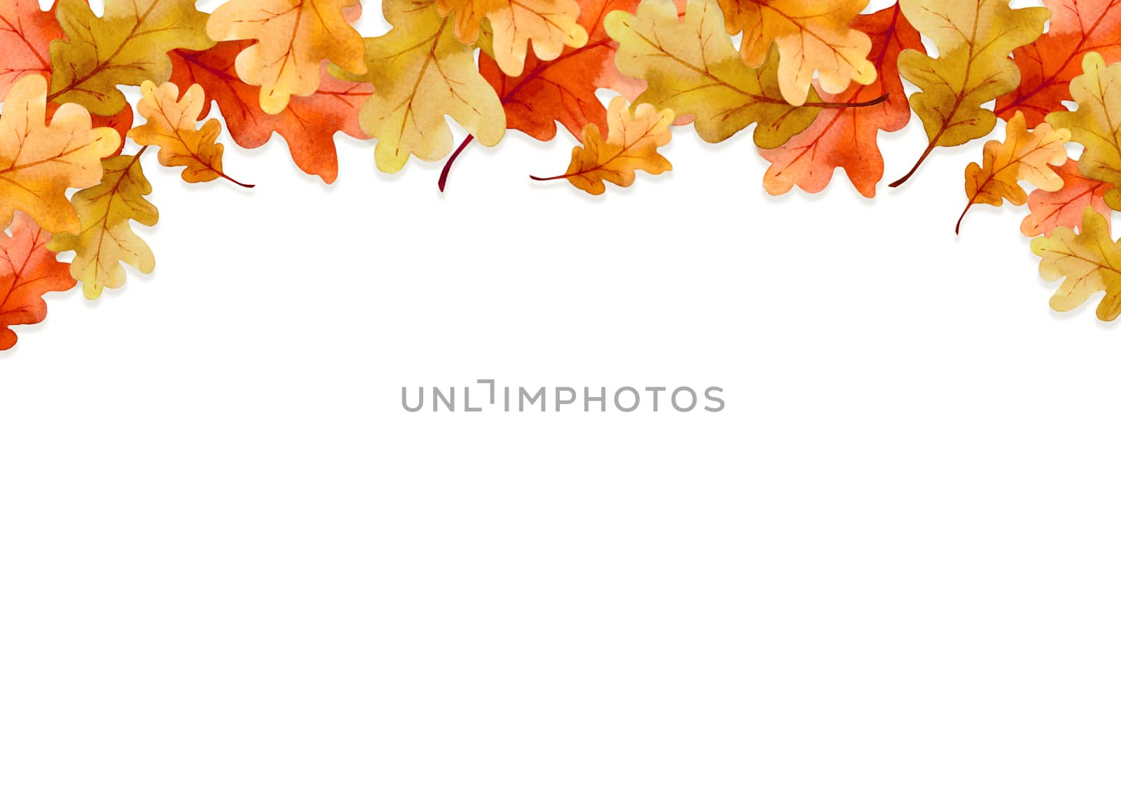 frame of red leaves in autumn forest concept isolated on white background. Flat lay, top view, copy space. by Ungamrung