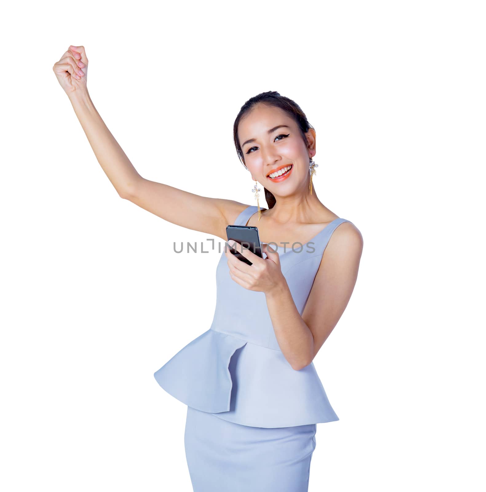Beautiful young asian woman who see a smart phone by nnudoo