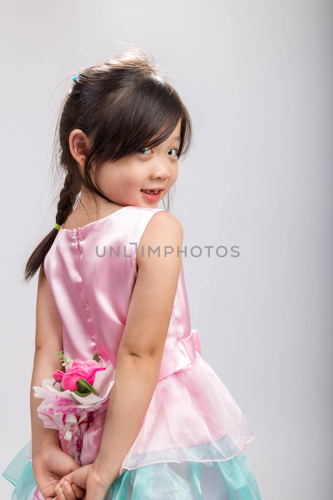Kid Holding Flower, Rear View / Kid Holding Flower / Rear View o by supparsorn