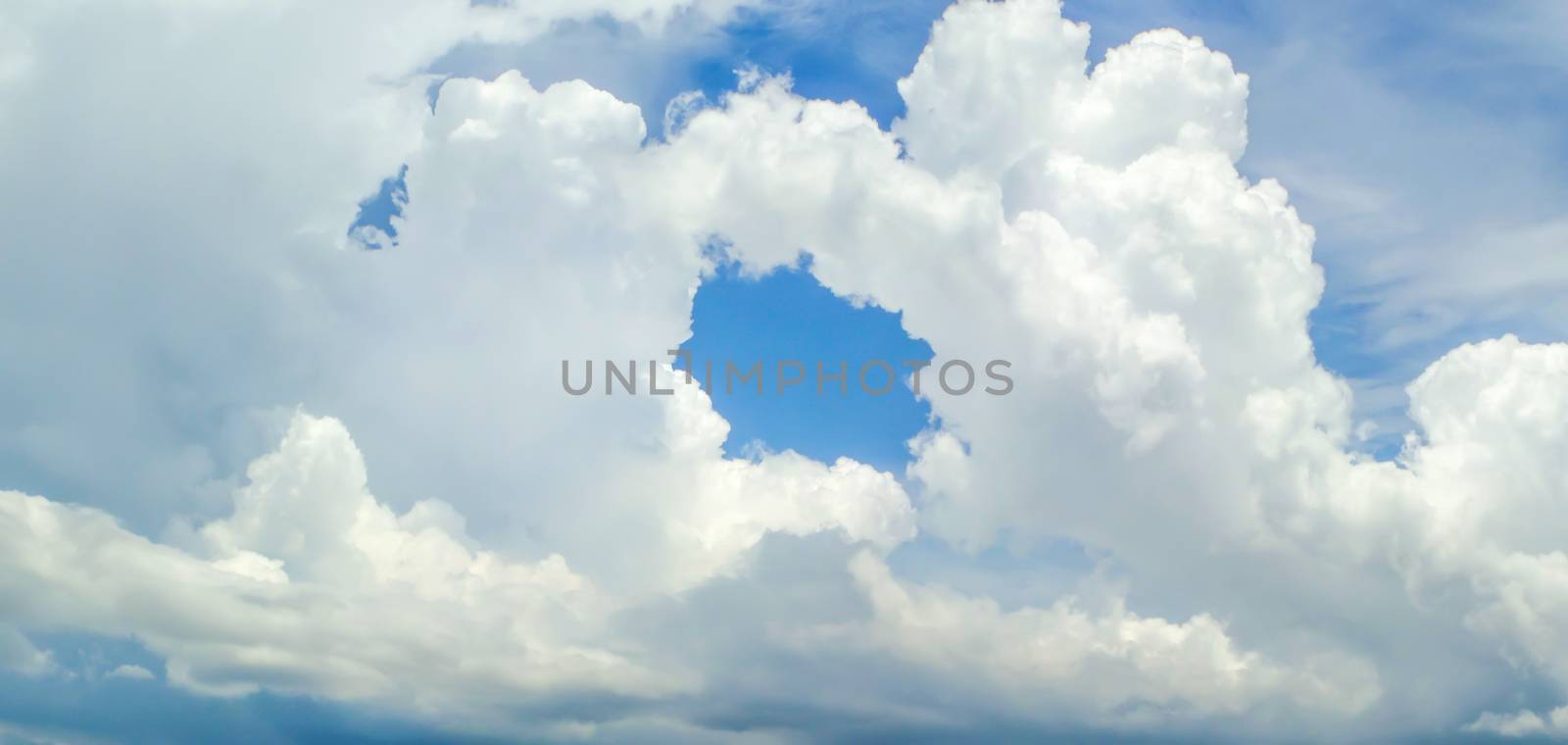 the hole of donut cloud sky and heaven sunshine a day and blue sky background