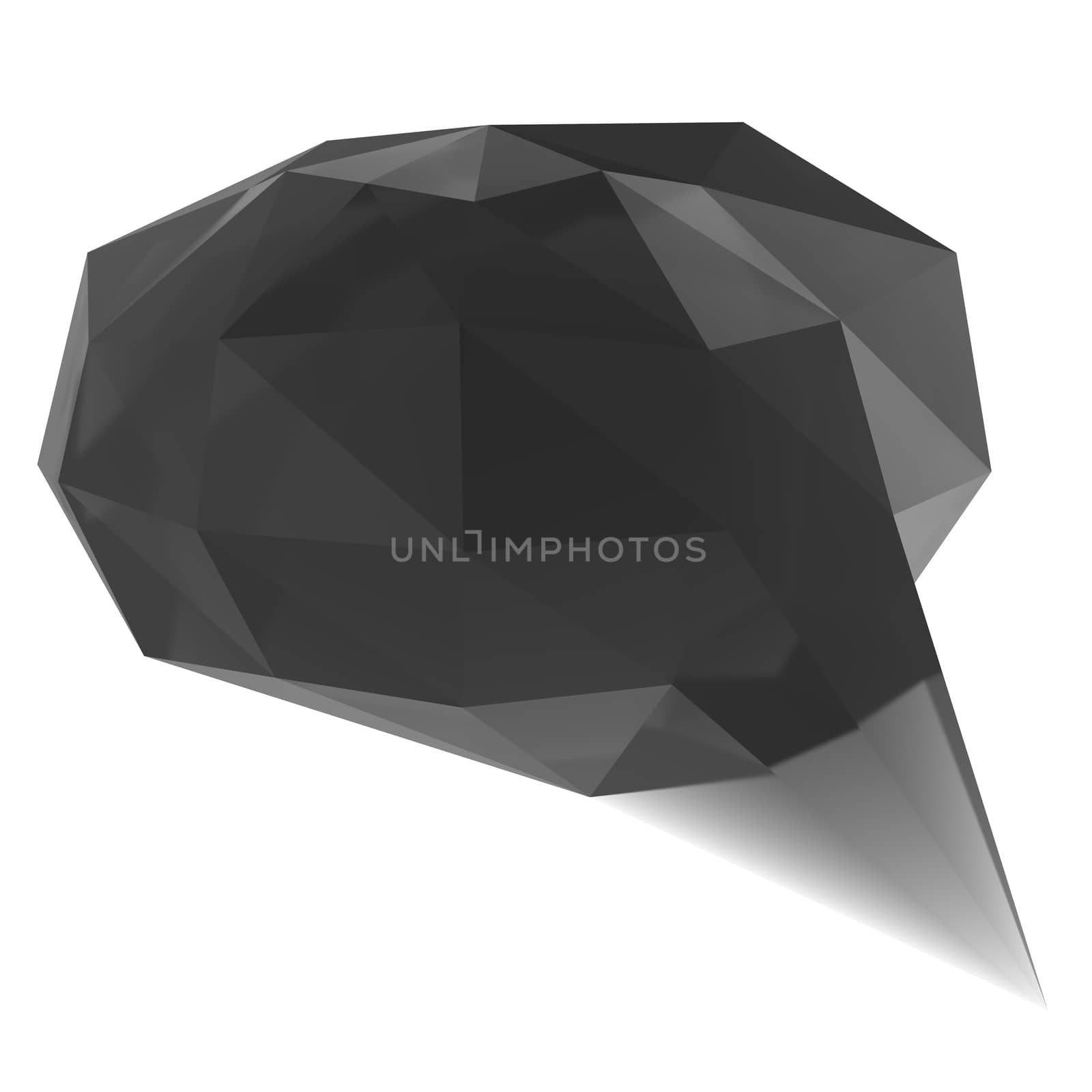 low poly geometric speech bubble on white background