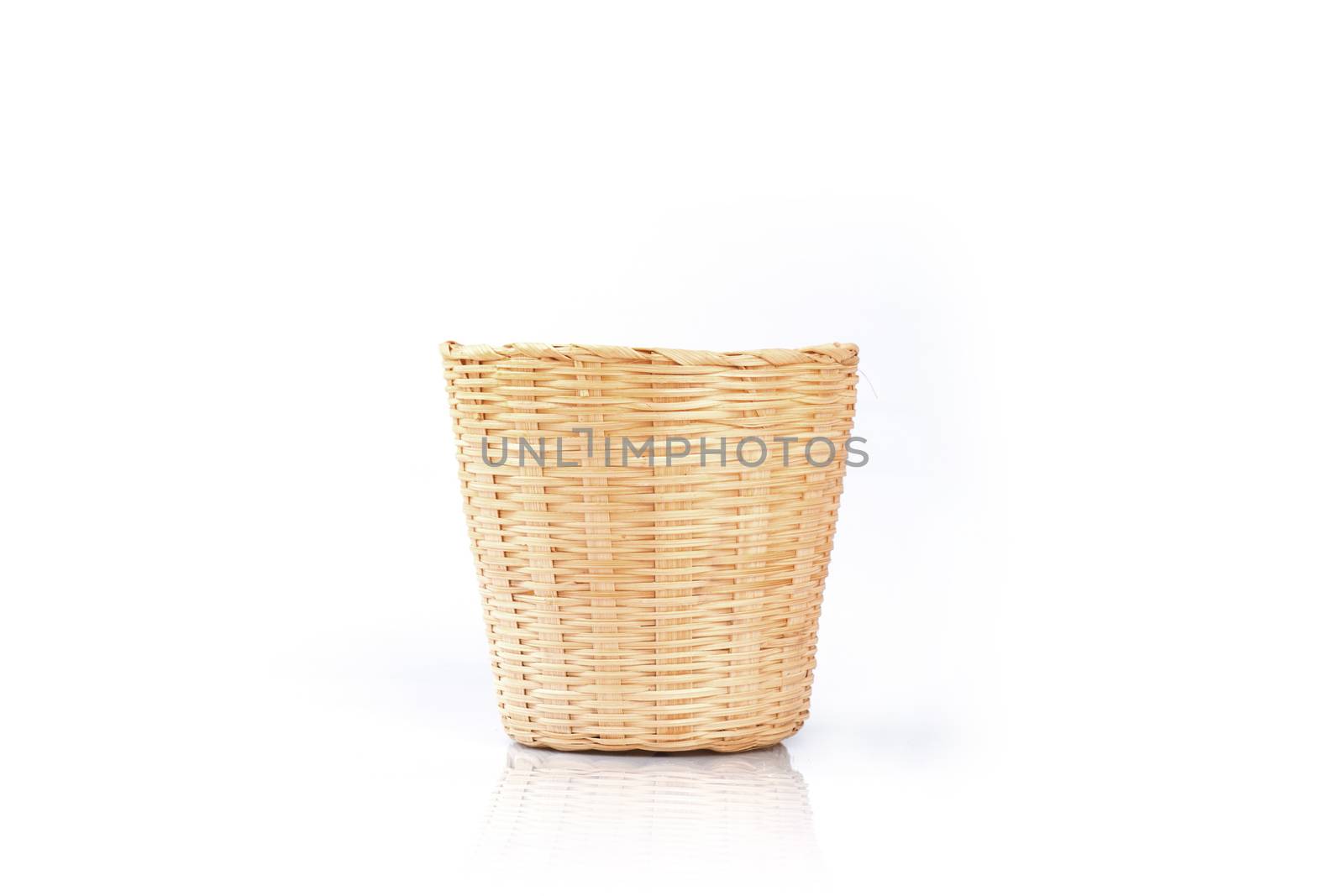 bamboo basket isolated on white background 