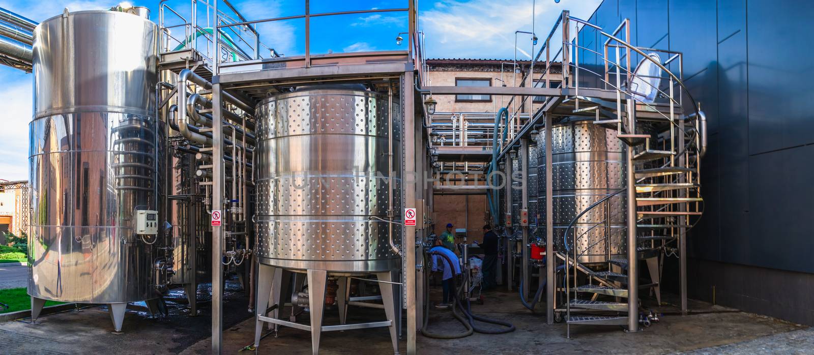 Shabo, Ukraine 09.29.2019. Modern equipment for the production of wine in the Shabo winery, Odessa region, Ukraine