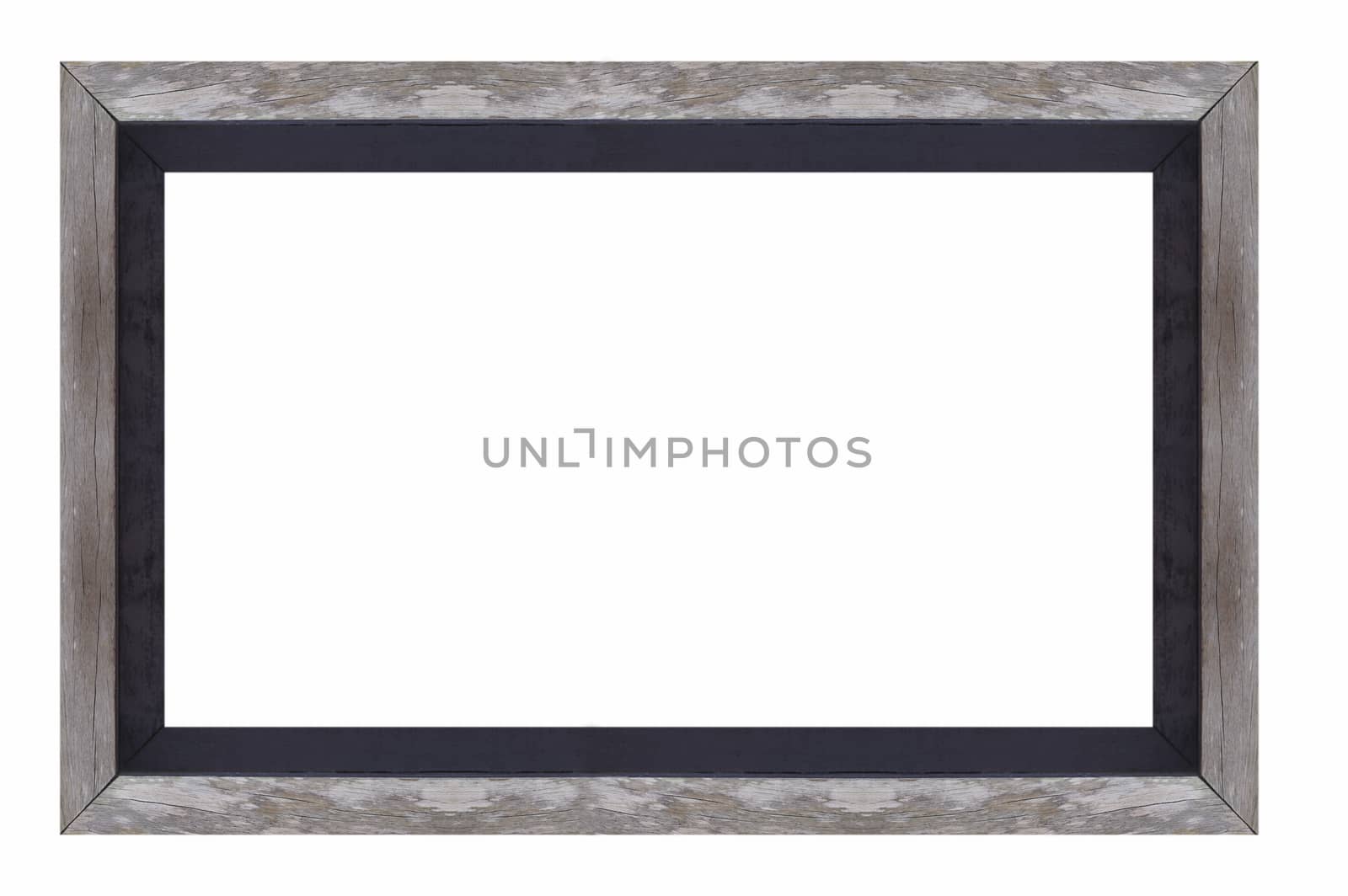 empty wooden photo frame isolated on white