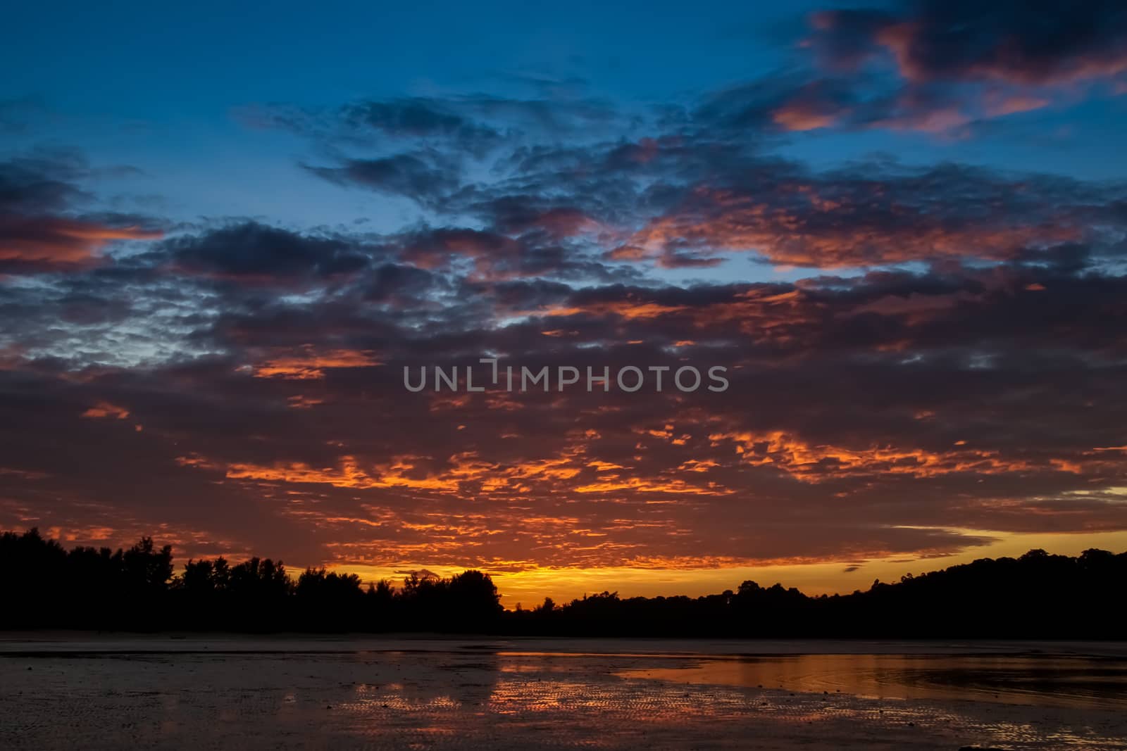 Beautiful Sky and sunset on the beach. by anotestocker