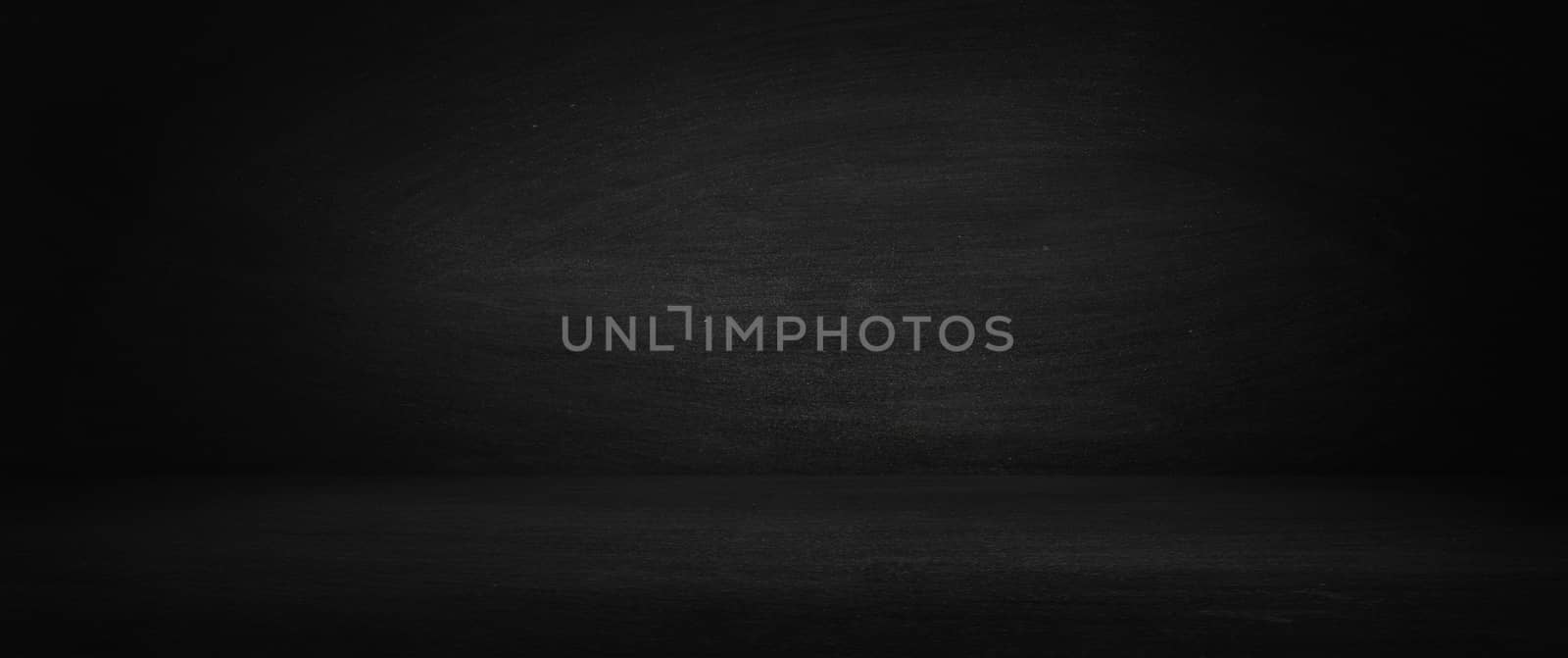 Horizontal black studio wall of chalkboard and showroom background for presentation product 