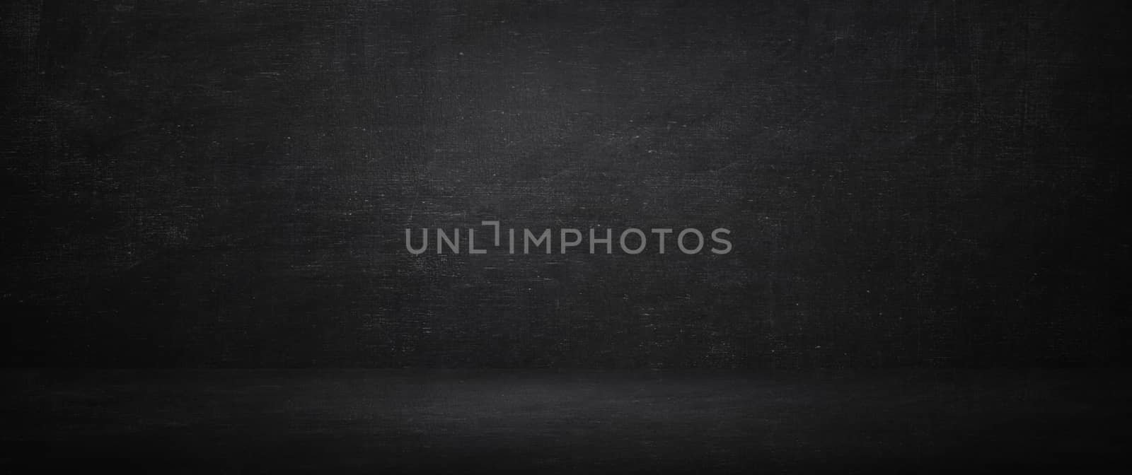 Dark and black chalkboard background, empty studio room and wall 