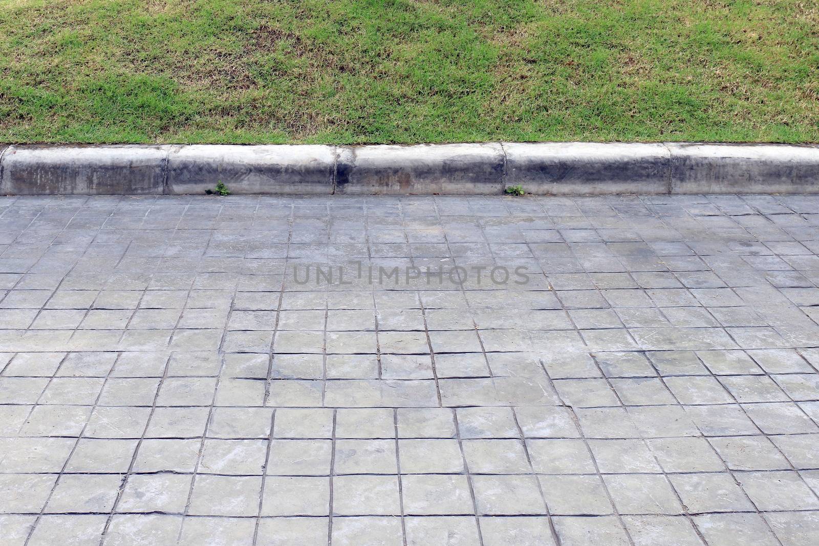 concrete floor, concrete ground half grass