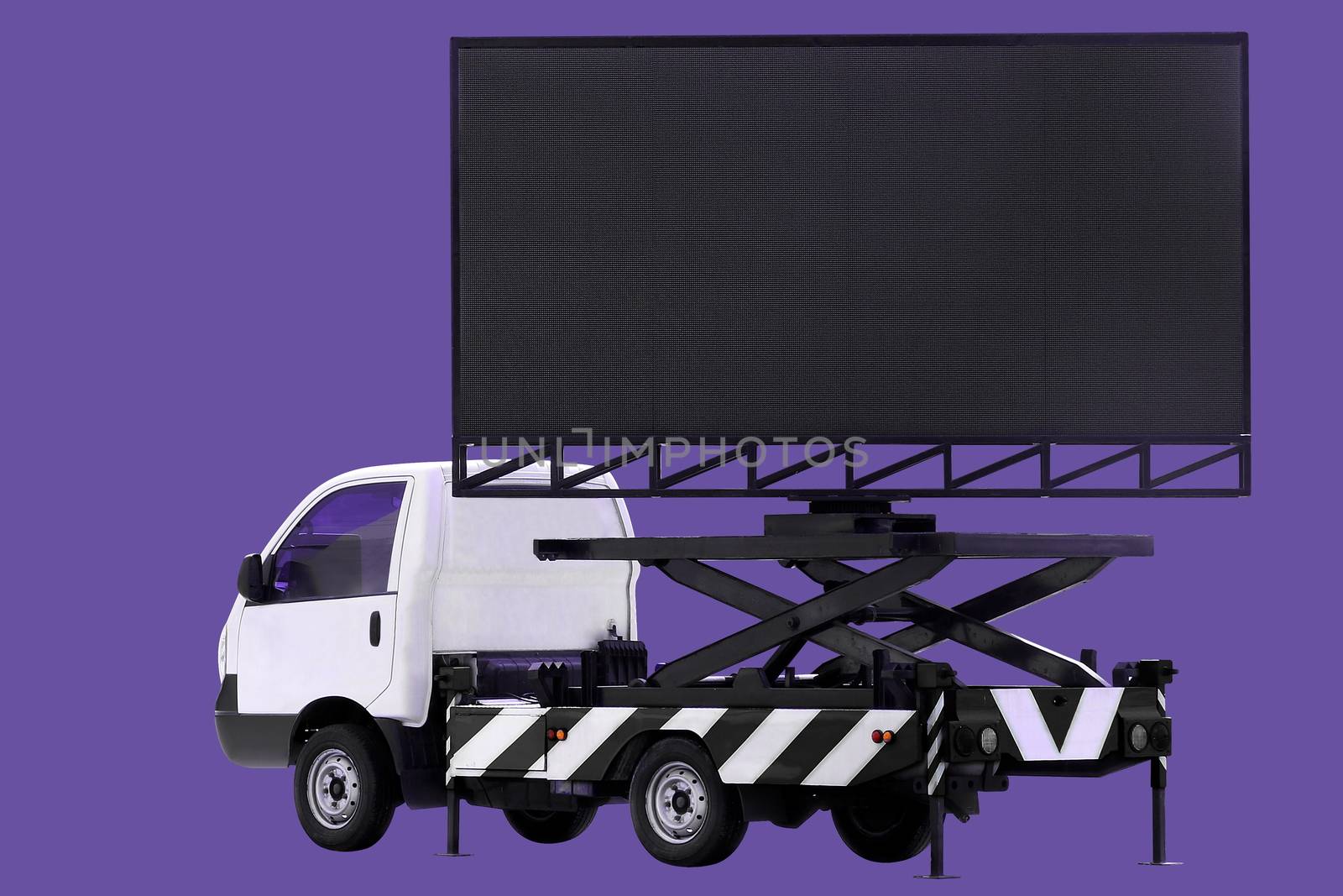 Billboard on car LED panel for sign Advertising isolated on background purple by cgdeaw