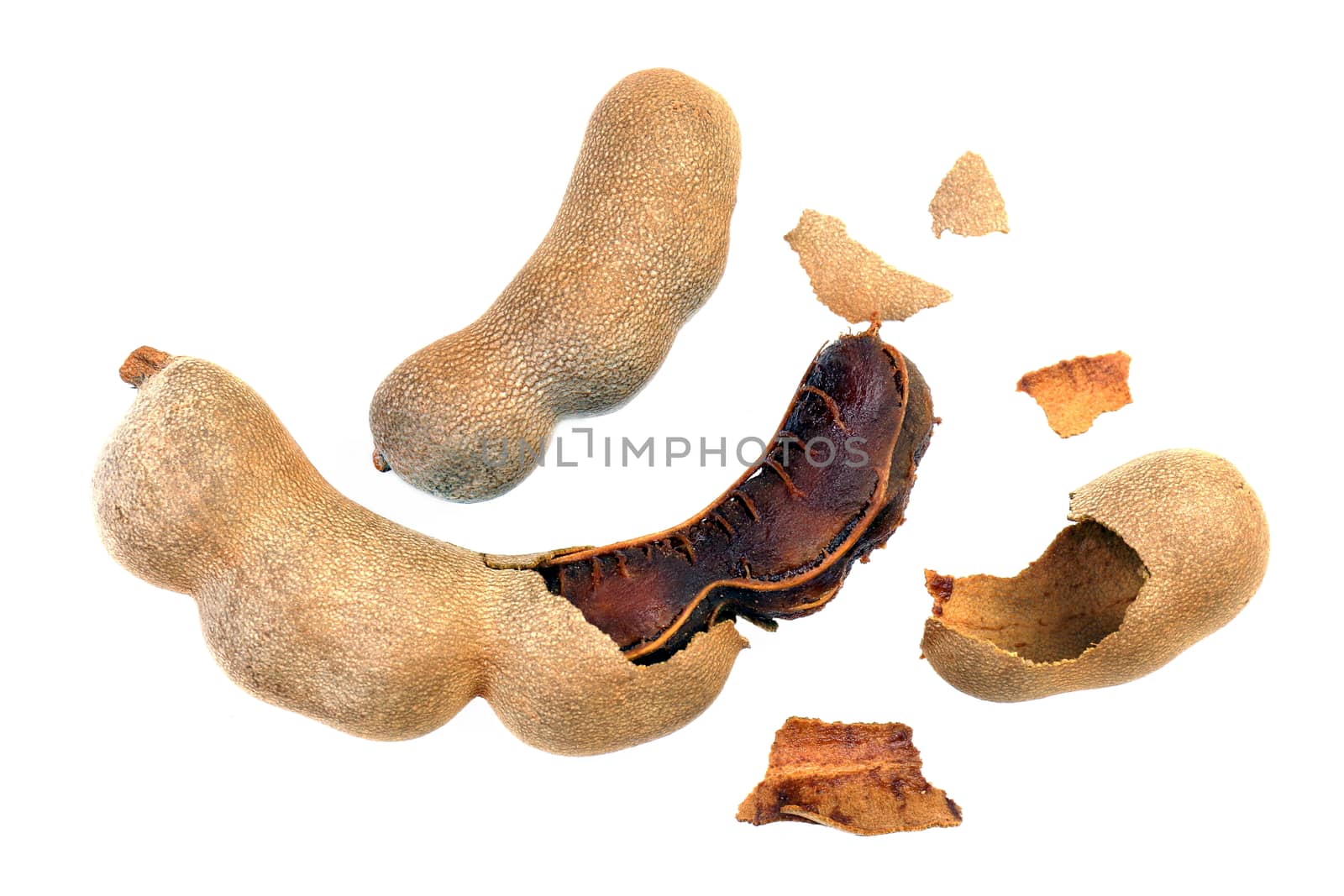 tamarind, sweet tamarind, brown tamarind pile, tamarind heap isolated on white background by cgdeaw