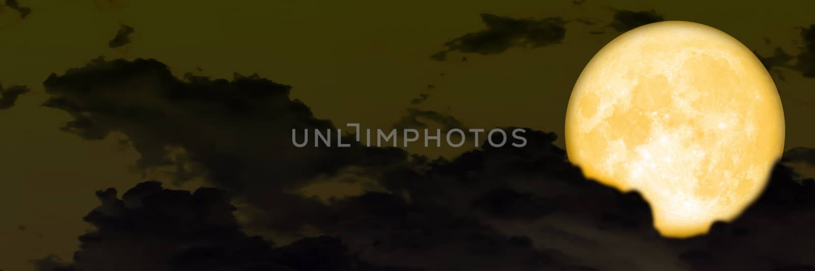 super moon panorama of blur dark cloud sky, Elements of this image furnished by NASA