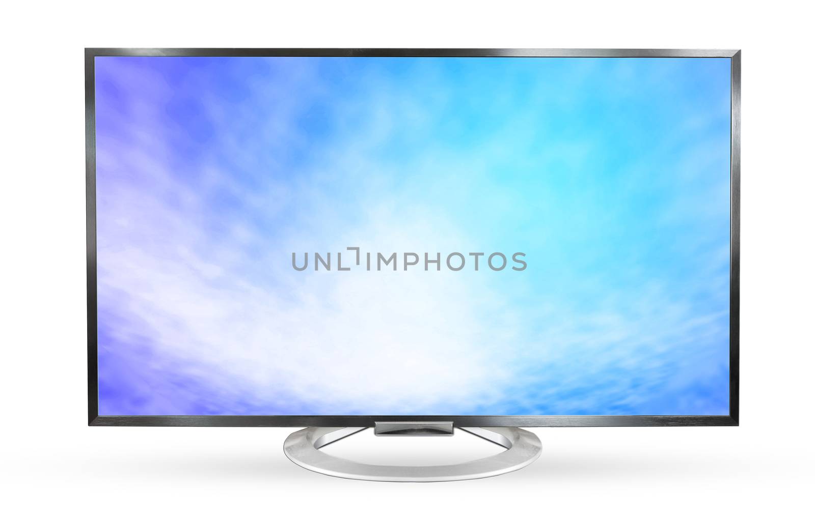 Television monitor texture sky isolated on white background.