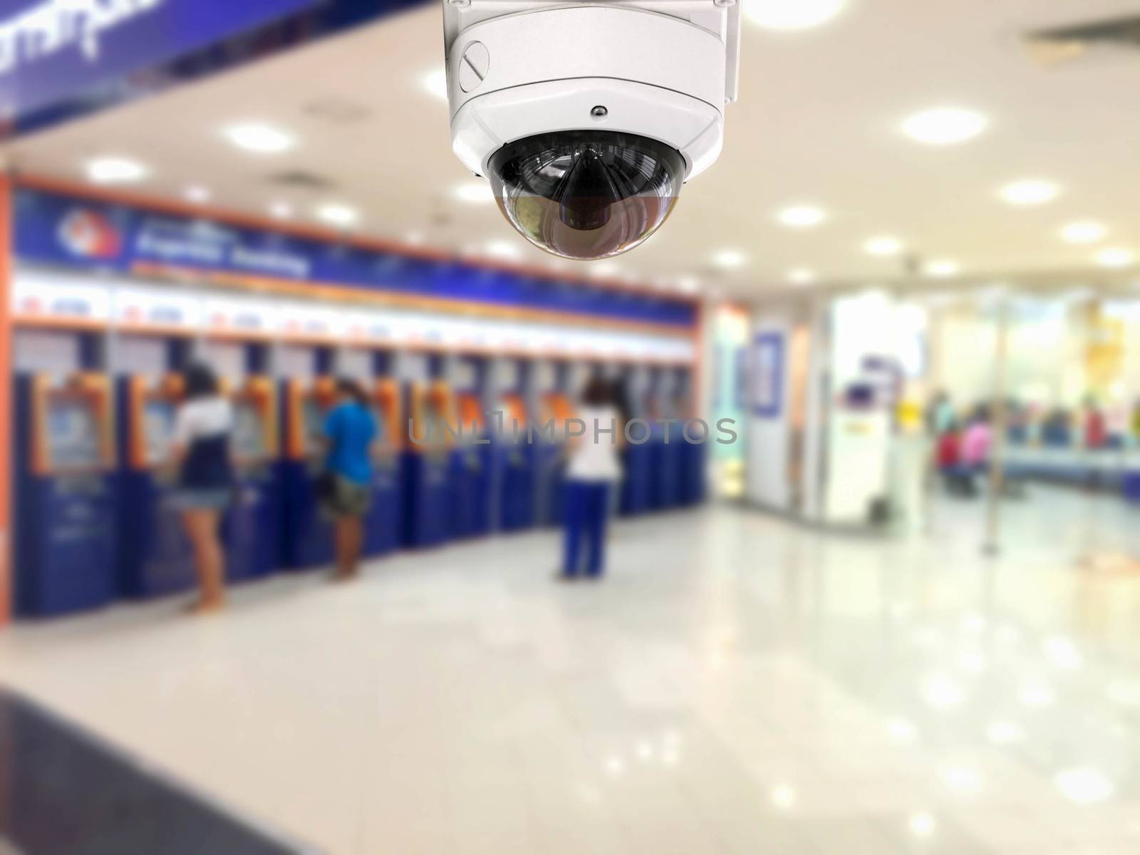 CCTV Security camera Auto teller machine(ATM)  area background. by jayzynism