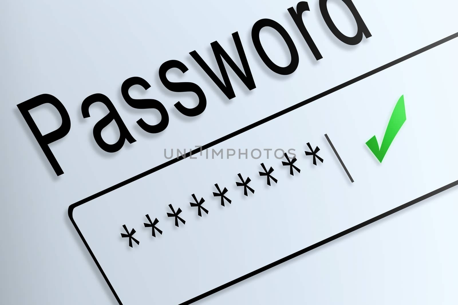 Close-up type password correct protect on screen, beware social online.