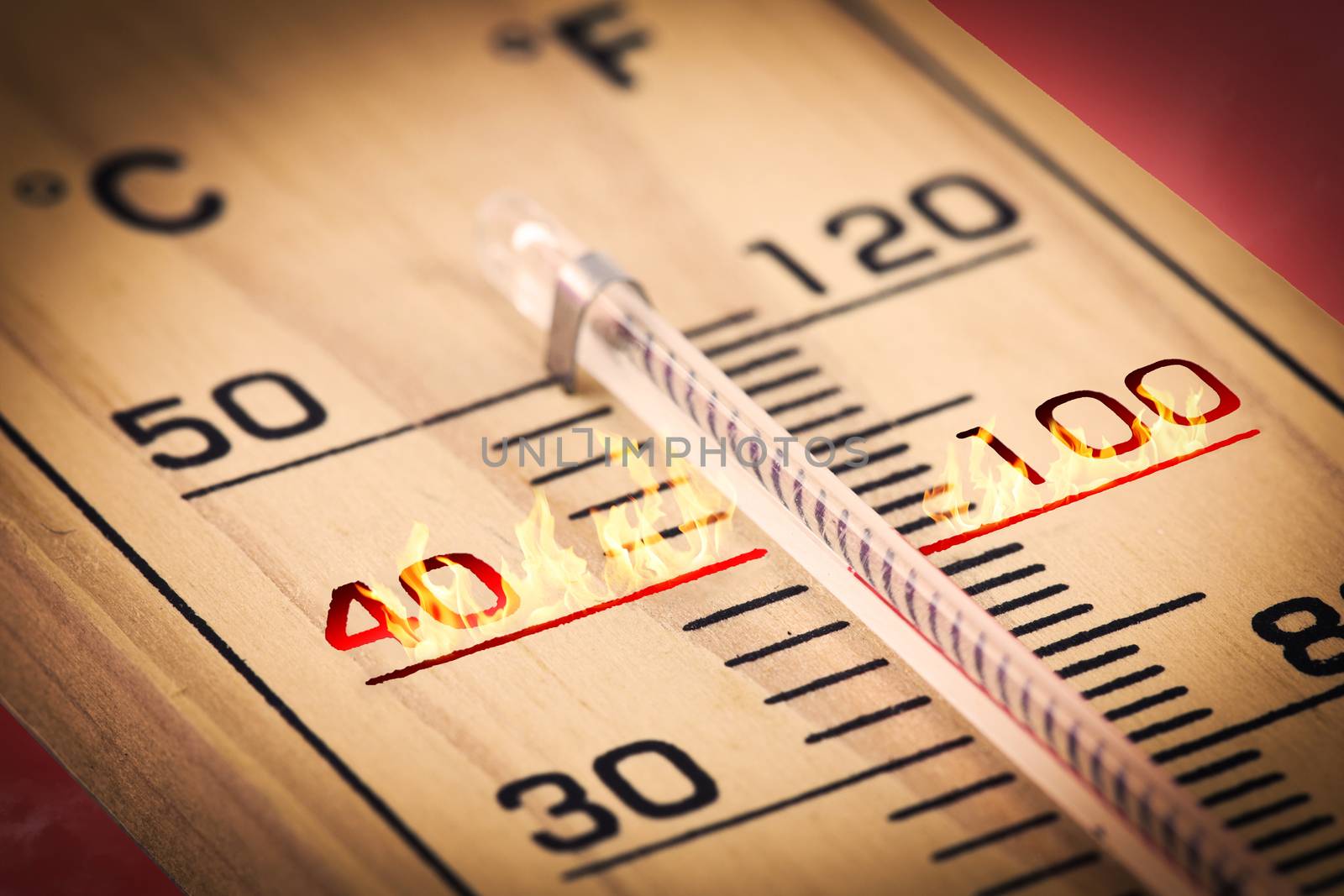 Close-up Hot temperature fahrenheit or celsius. by jayzynism