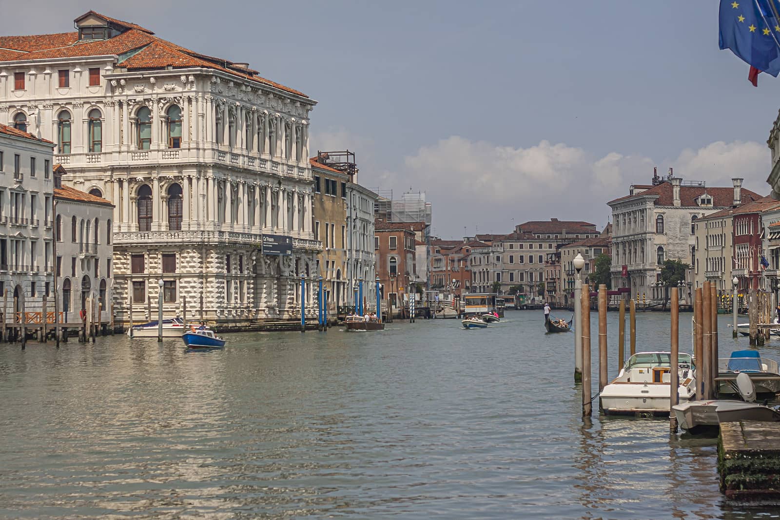 VENICE, ITALY 2 JULY 2020: Canal grande in Venice landscape
