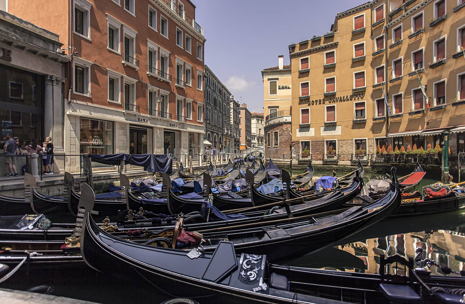 VENICE, ITALY 2 JULY 2020: Gondolas in Venice