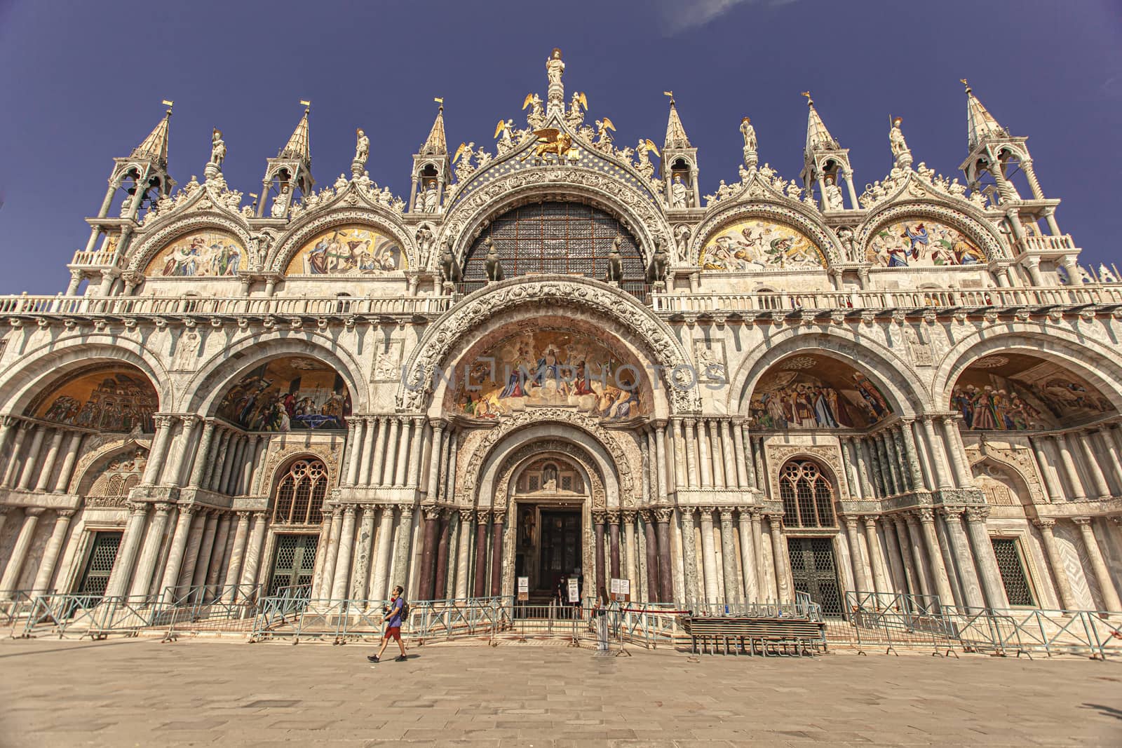 VENICE, ITALY 2 JULY 2020: San Marco Cathedral in Venice, Italy in sunny day of summer