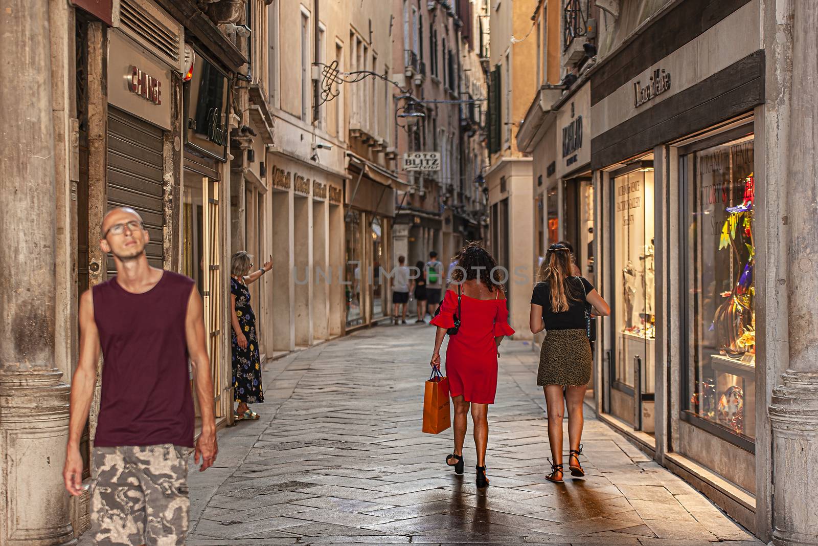 VENICE, ITALY 2 JULY 2020: People in Venice alley