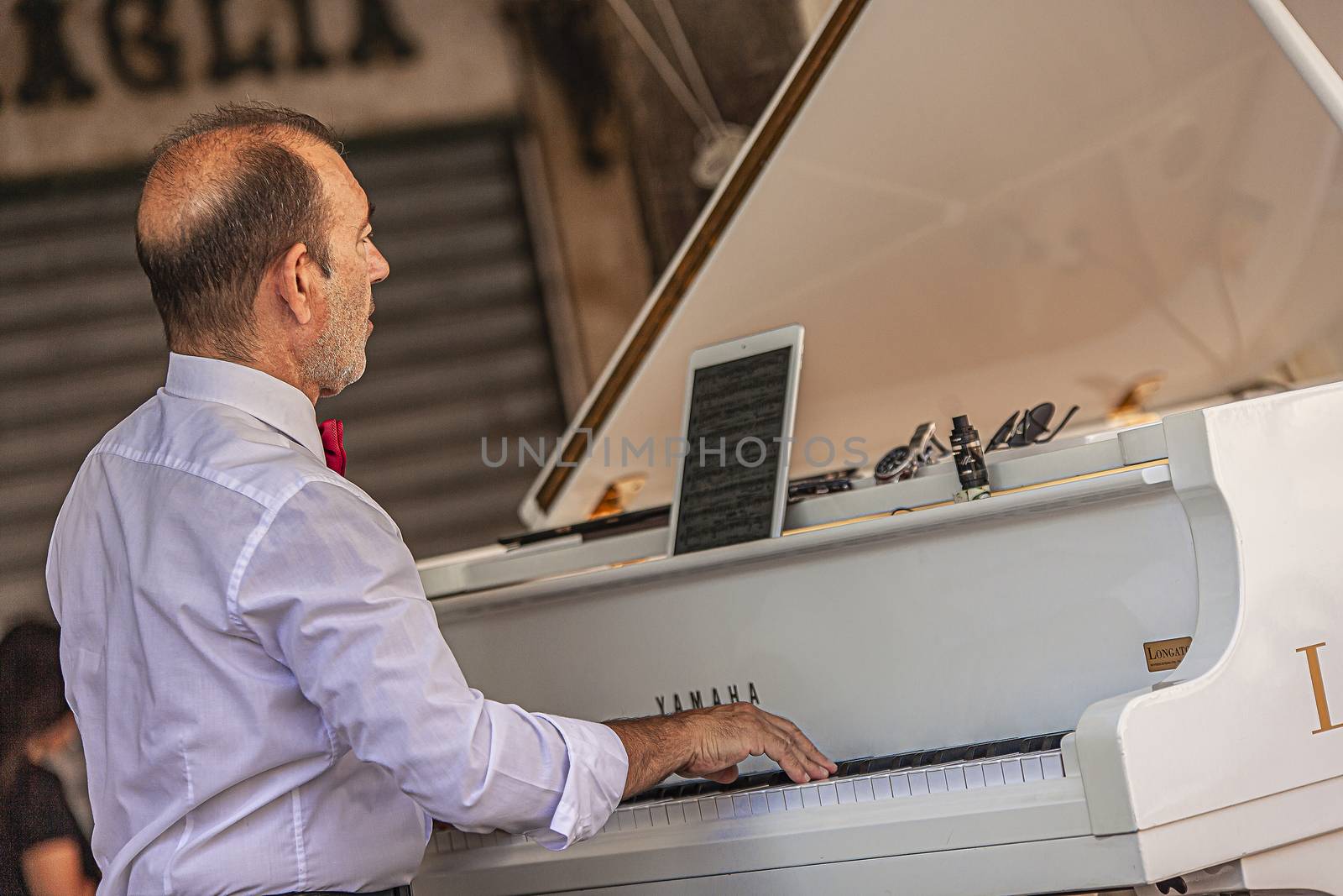 VENICE, ITALY 2 JULY 2020: Musician in Venice