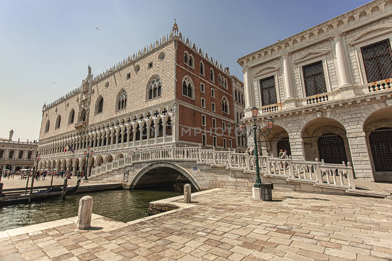 VENICE, ITALY 2 JULY 2020: Sospiri bridge in Venice during a sunny day