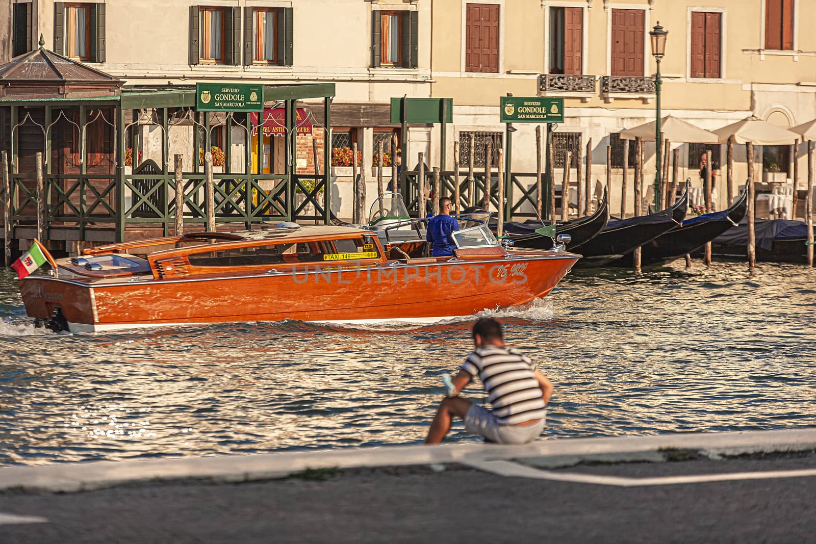 VENICE, ITALY 2 JULY 2020: Luxury boat in Venice