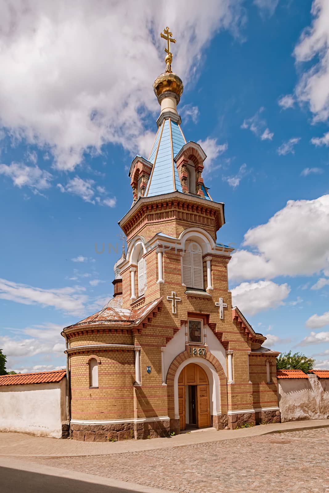 Main entrance to The Holy Spirit Mens Monastery, Jekabpils, Latvia