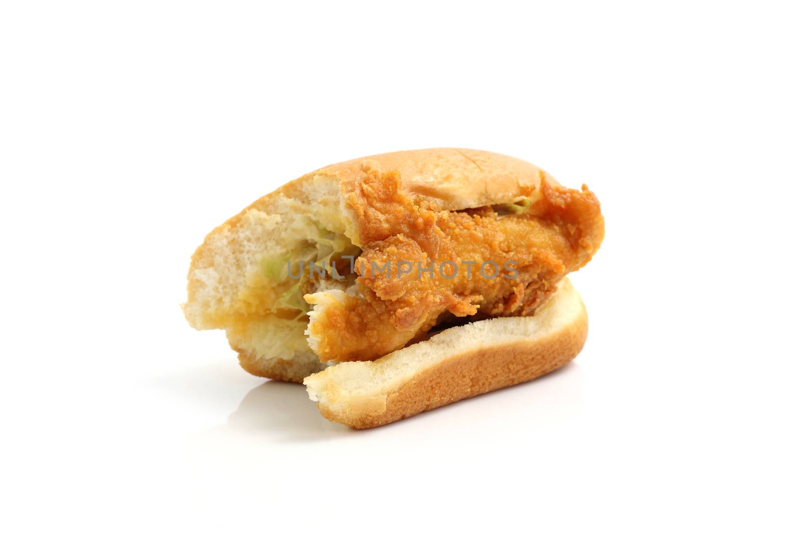 fry chicken sandwich isolated in white background by piyato