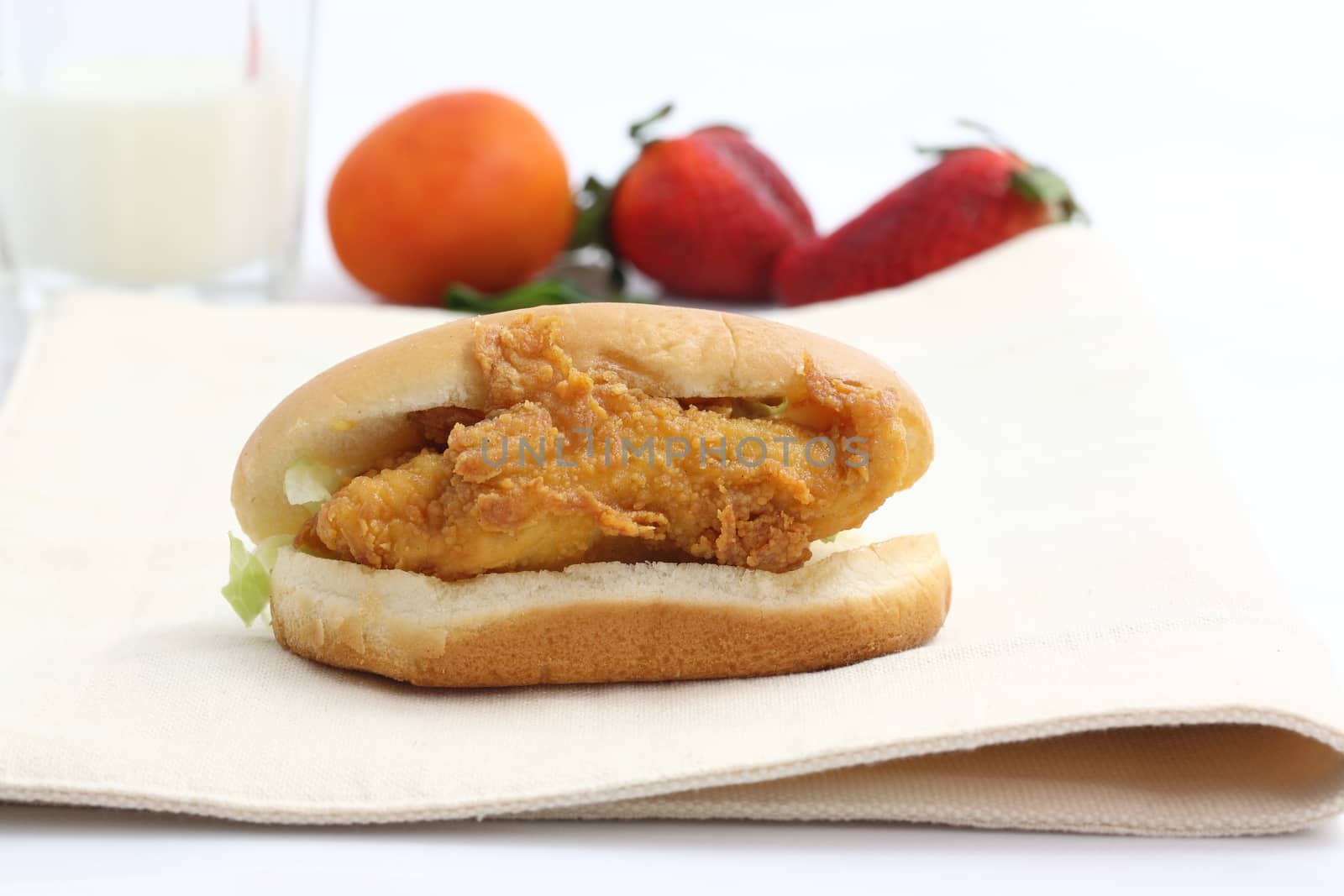 fry chicken sandwich isolated in white background by piyato