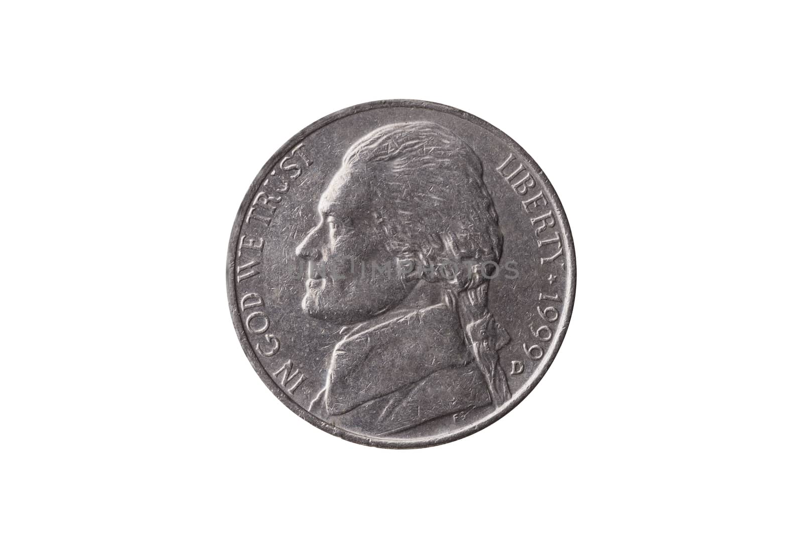 USA half dime nickel coin (25 cents) dated 1999 with a portrait  by ant