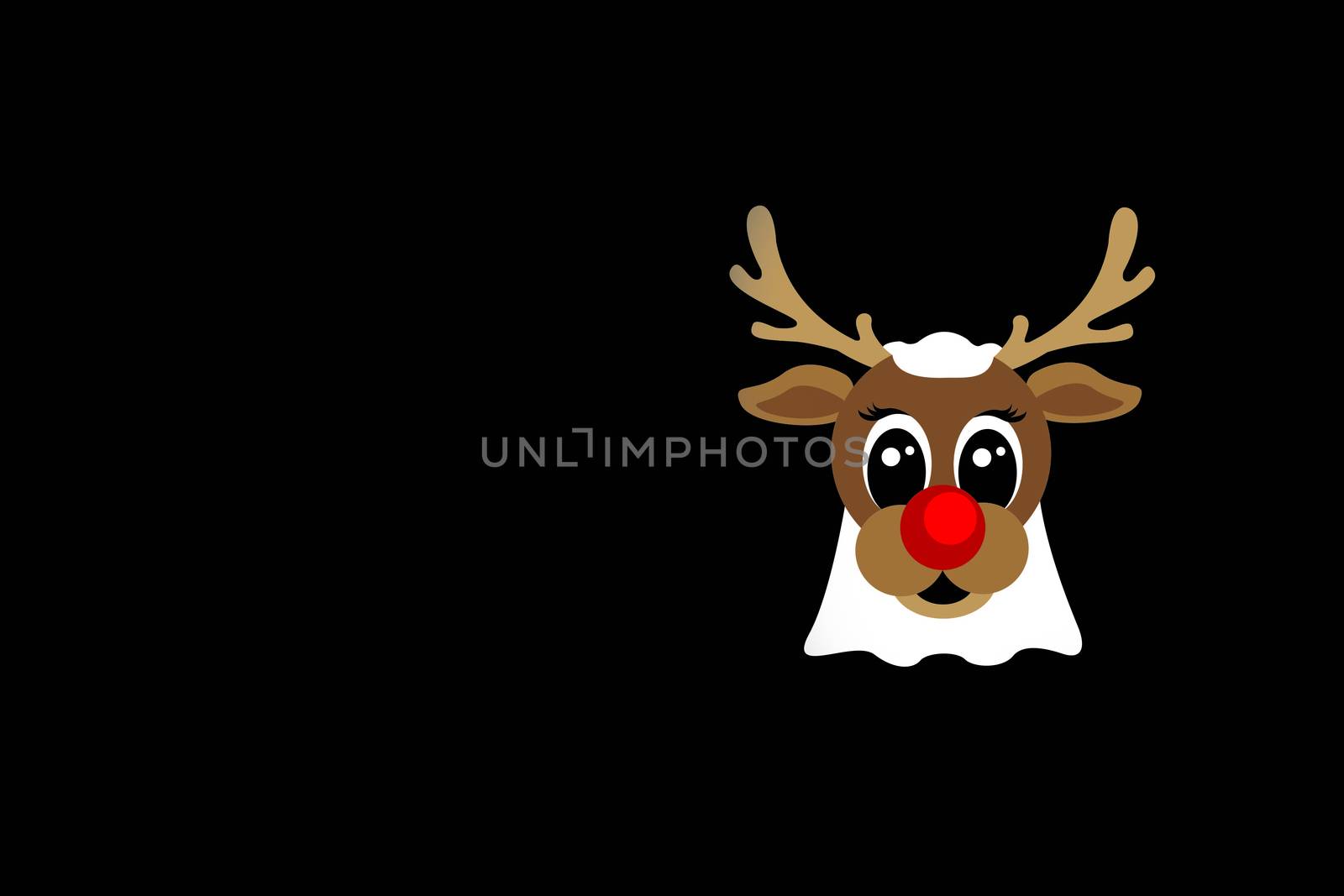 illustration of christmas cards with rudolph with copy space