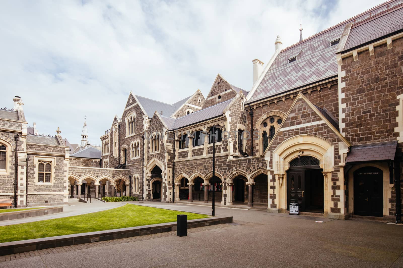 Christchurch, New Zealand - September 16 2019: The iconic and historic Great Hall at The Arts Centre in Christchurch, New Zealand