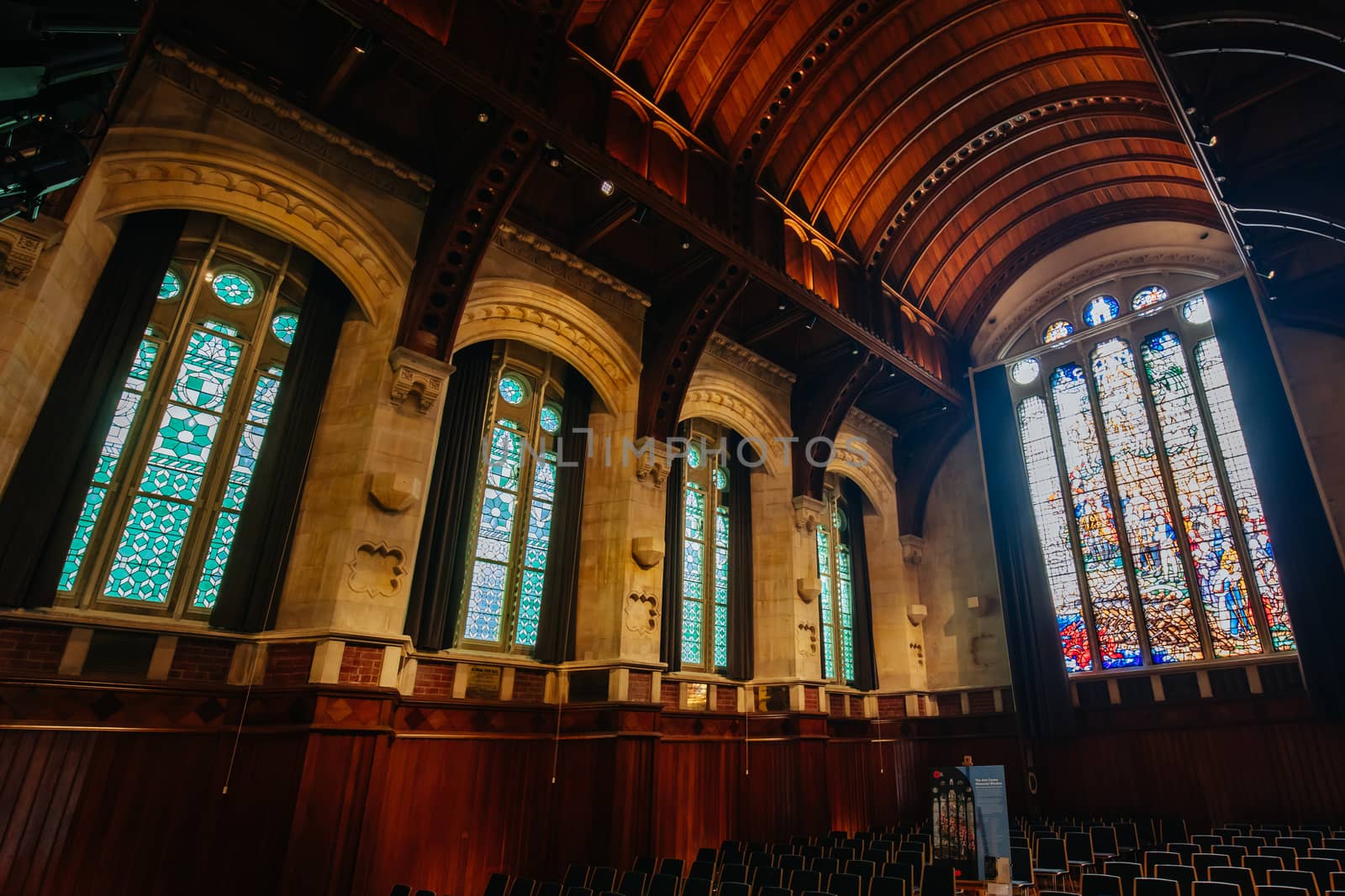 Christchurch, New Zealand - September 16 2019: The iconic and historic Great Hall at The Arts Centre in Christchurch, New Zealand