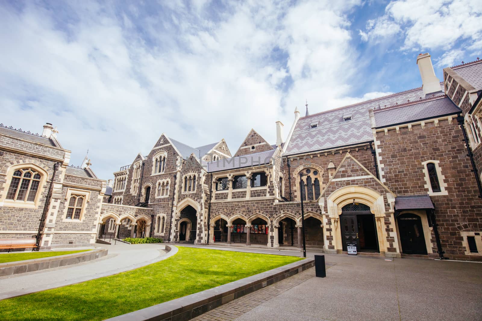 Christchurch, New Zealand - September 16 2019: The iconic and historic Great Hall at The Arts Centre in Christchurch, New Zealand